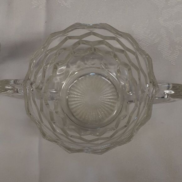 3 pc. Antique,1928, FOSTORIA“American” Pattern #2056, Creamer, Sugar, & dish. - Picture 5 of 13